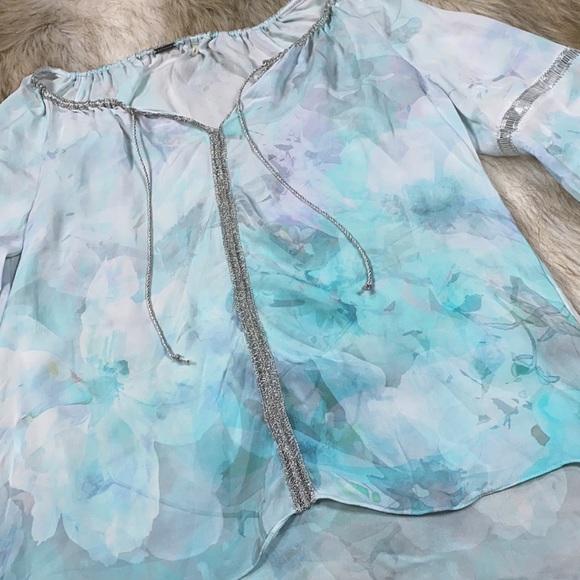 Elie Tahari Silk Floral Tye-Dye Blouse, Medium - Picture 9 of 17